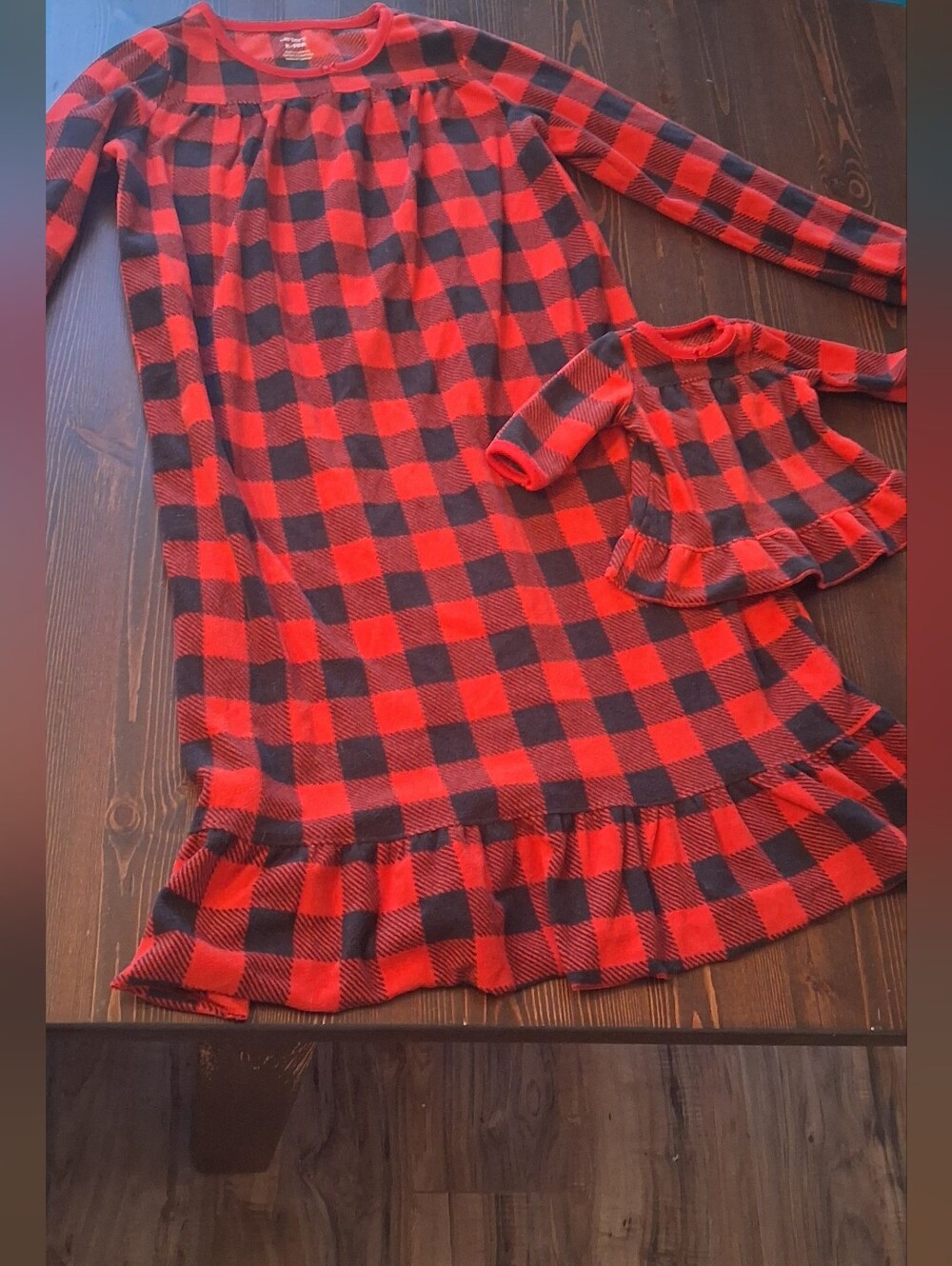 Carter's Red & Black Buffalo Plaid Nightgown For Girl And Doll  Set